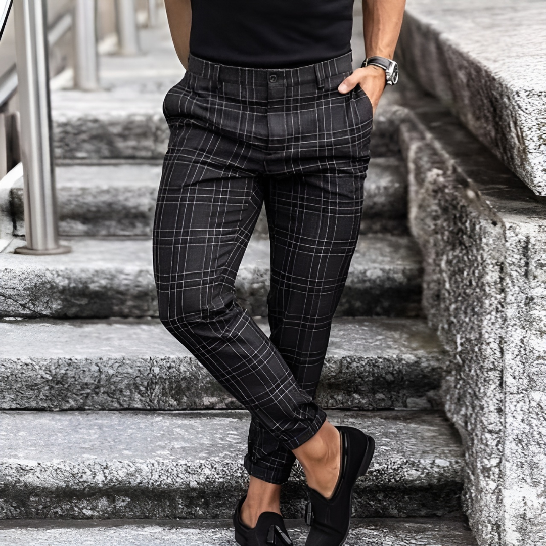 Pantalon Élégant Slim Fit à Carreaux Pour Homme