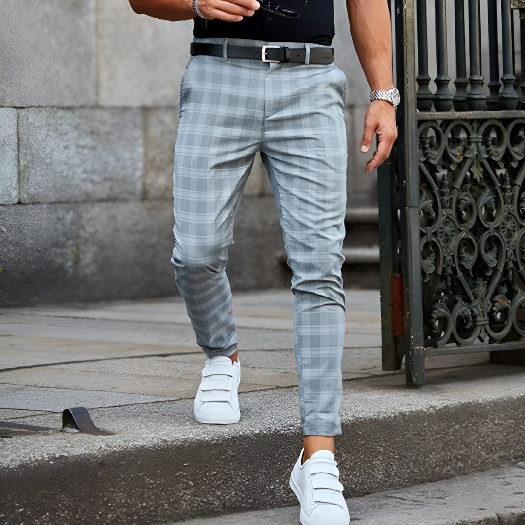 Pantalon Élégant Slim Fit à Carreaux Pour Homme