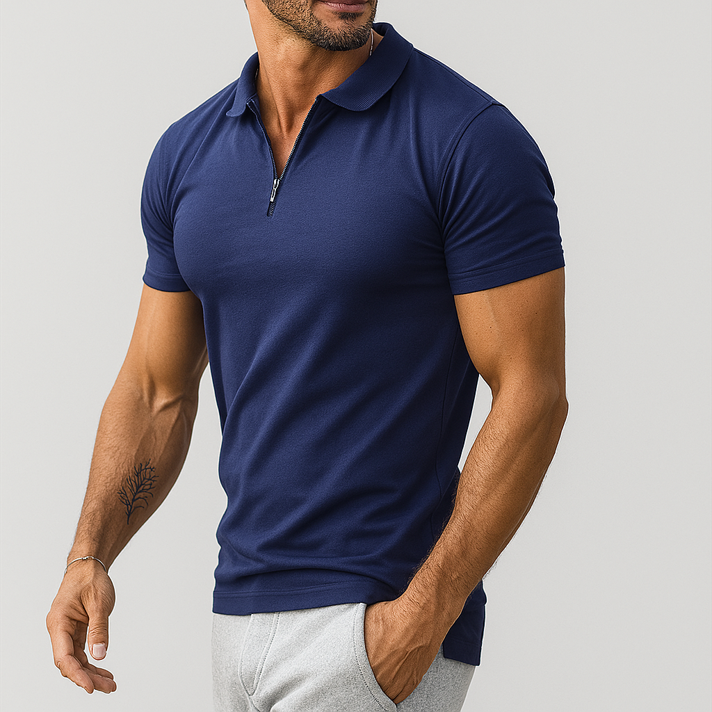 Polo slim fit pour homme avec demi-fermeture éclair
