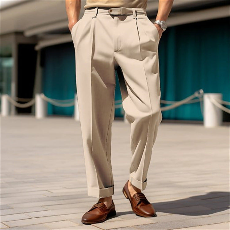 Pantalon de Costume Élégant et Confortable Coupe Droite Pour Homme