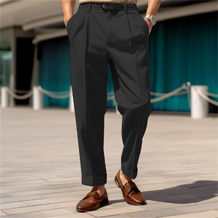 Pantalon de Costume Élégant et Confortable Coupe Droite Pour Homme
