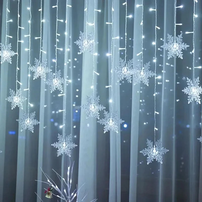 Cortina de Luzes LED Floco de Neve – Magia Natalina em Cada Detalhe