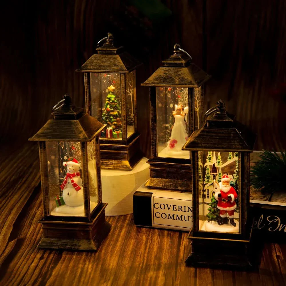 Luz Noturna Decorativa Natalina com Papai Noel e Boneco de Neve
