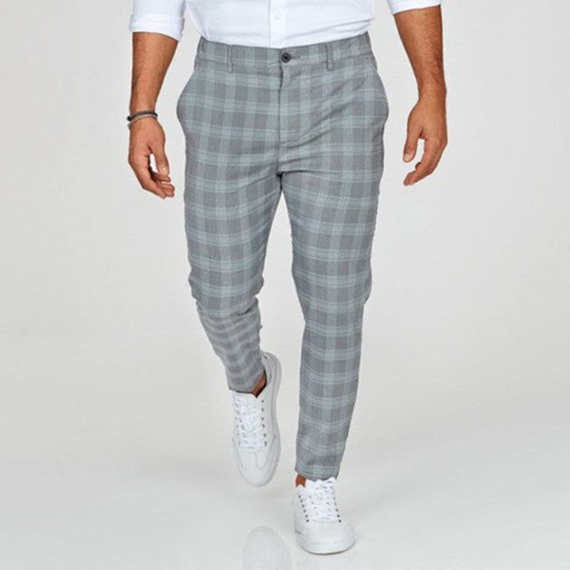 Pantalon Élégant Slim Fit à Carreaux Pour Homme