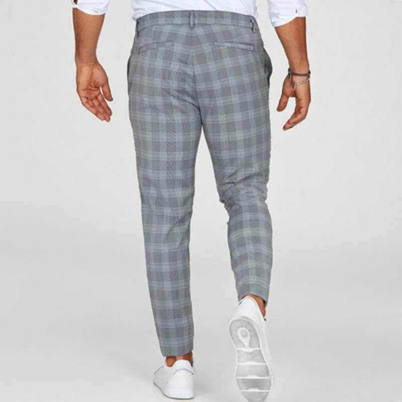 Pantalon Élégant Slim Fit à Carreaux Pour Homme