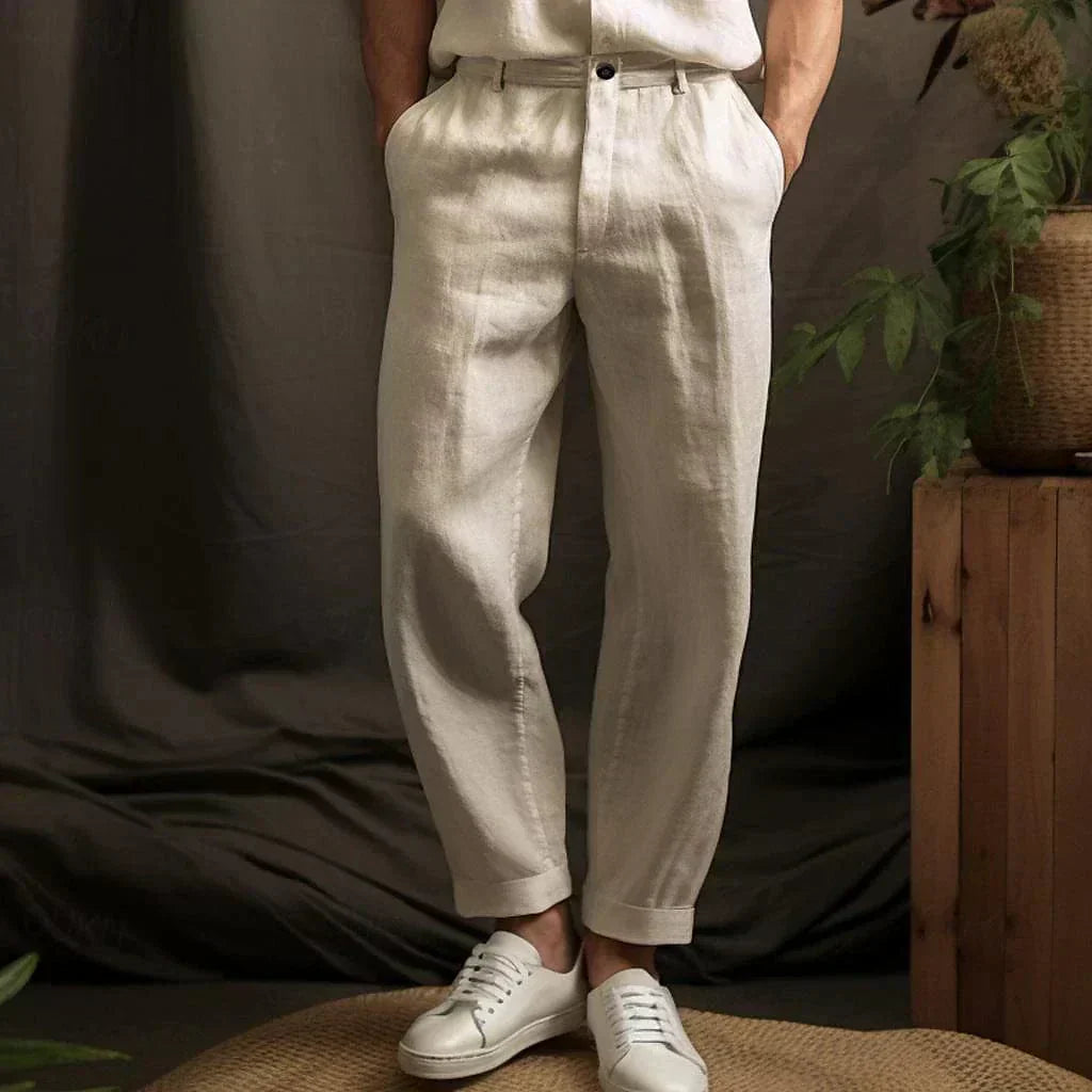 Pantalon en Lin Léger Décontracté et Confortable pour Homme